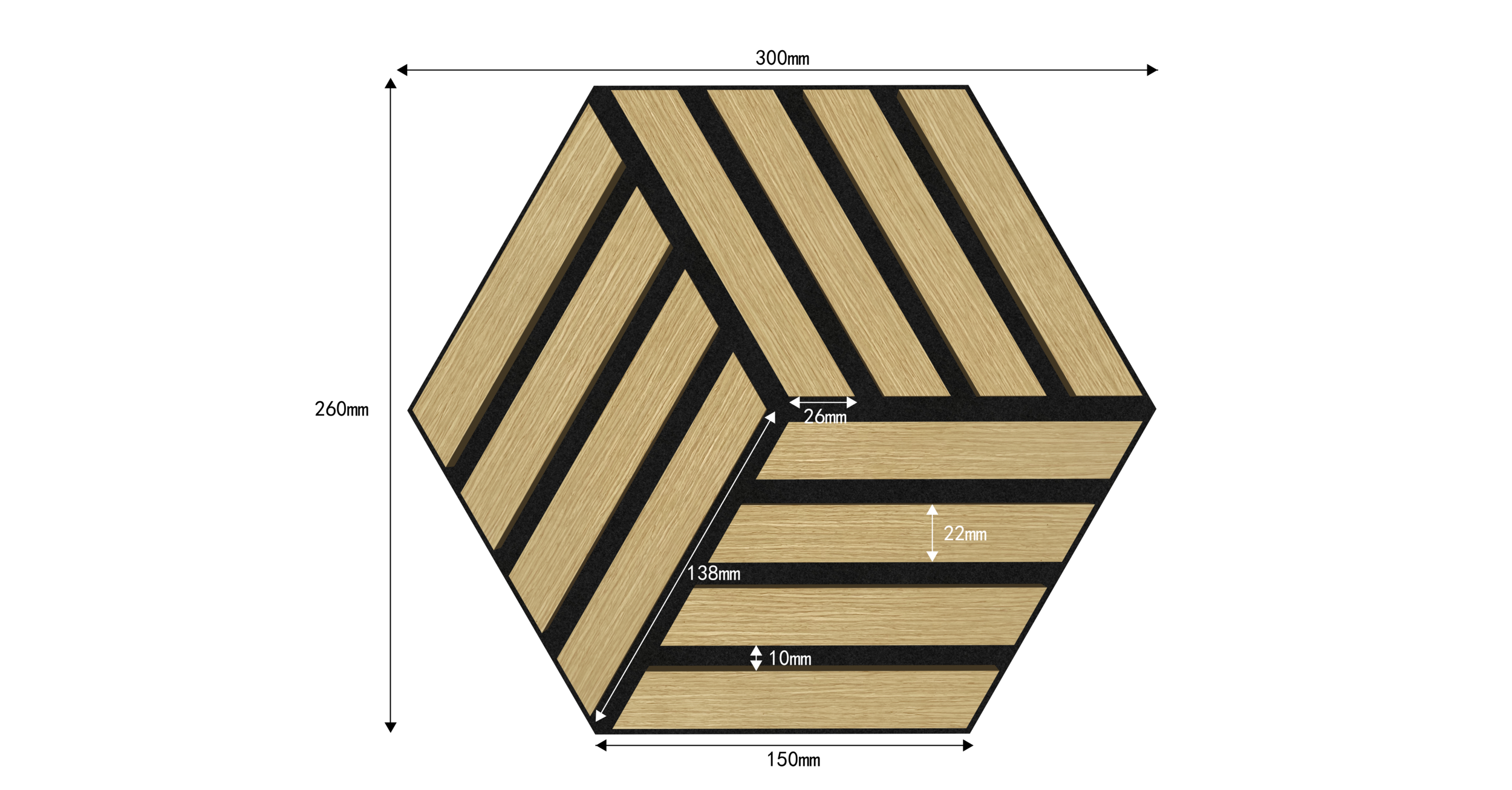 Hexagon Acoustic Panel - White Oak